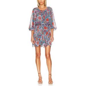 New MISA Los Angeles Tara Blue Floral Self-Tie Mini Dress P1719